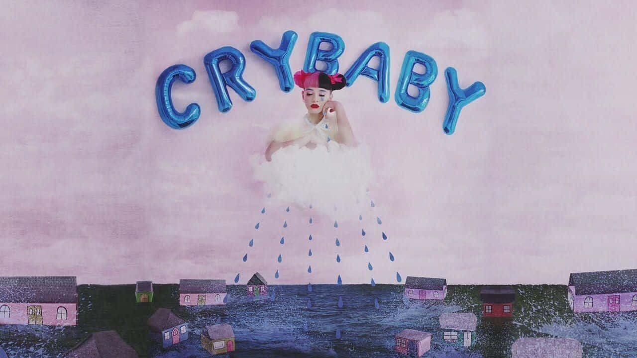 雲上女人在淹沒村莊上空降雨，帶有「CRYBABY」氣球