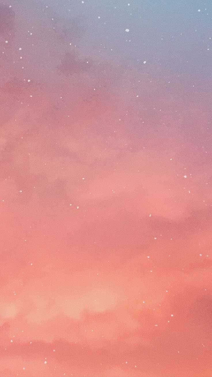 夜晚的粉彩粉紅和薰衣草色天空，點綴著閃爍的星星和柔軟的雲朵。 — 粉紅色 iPhone 壁紙