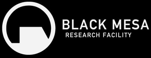 黑 mesa 研究設施標誌 壁紙 — Black Mesa Research Facility 標誌，以鮮明白色呈現於黑色背景上，搭配極簡幾何設計。