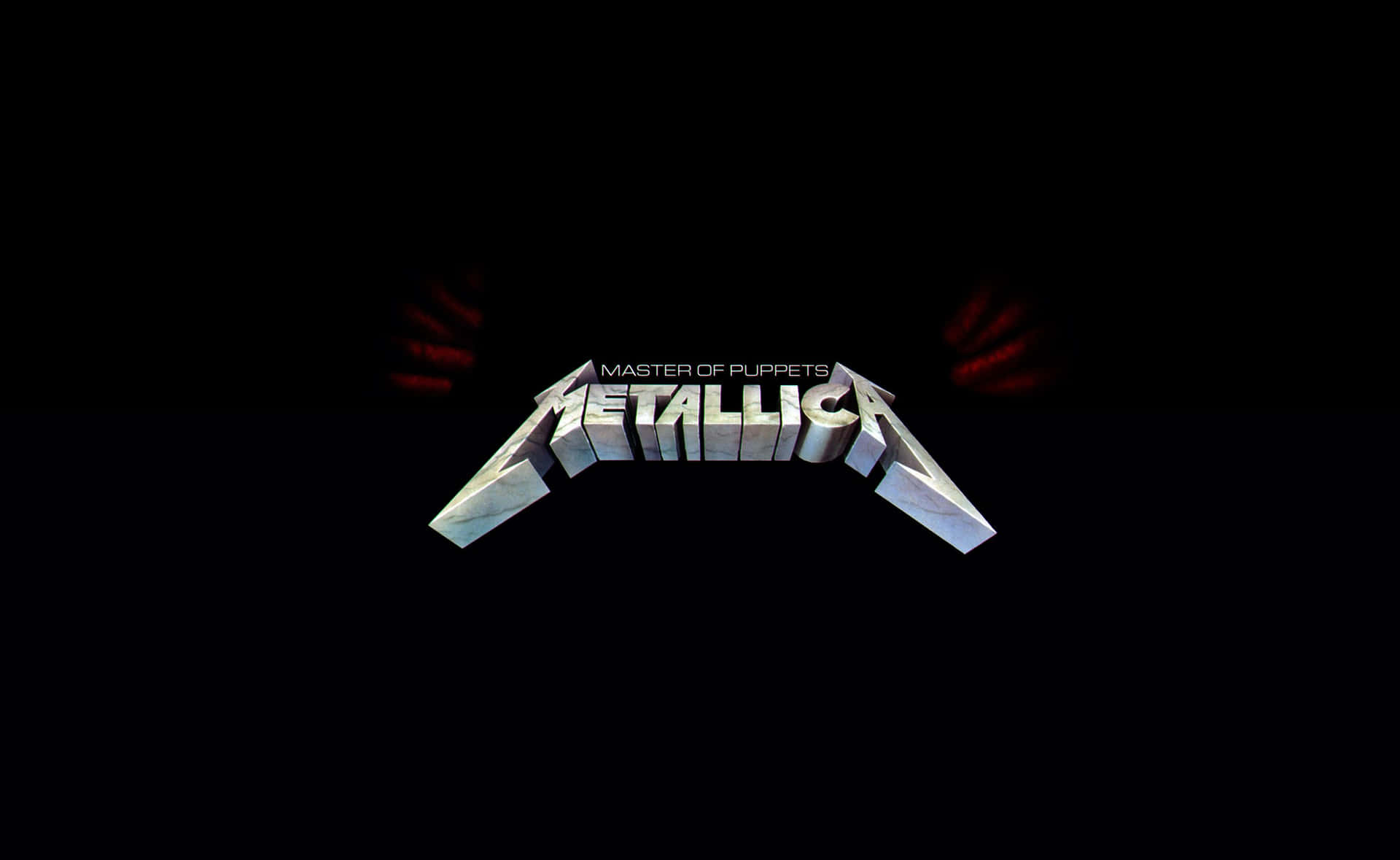 Metallica Master of Puppets 專輯標誌，黑色背景上有紅色手印