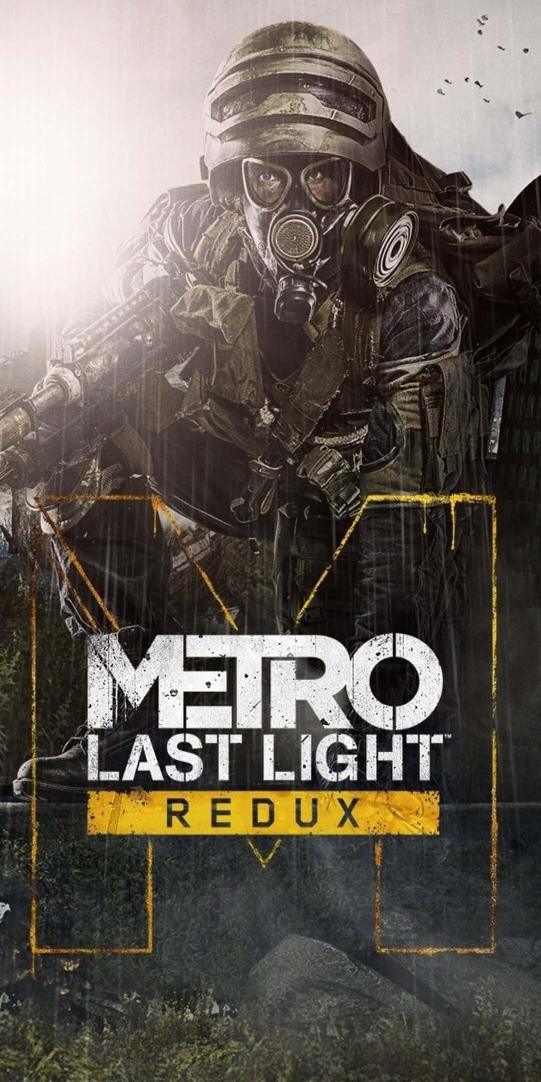 《Metro 2033》迷人宇宙 — Pixel 3 壁紙 — 一名戴著防毒面具和戰術裝備的士兵在明亮的陽光下，於末日後的荒原中準備就緒。