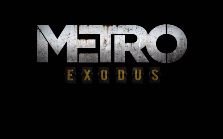 遊戲 桌布 壁紙 — Metro Exodus 大膽而風化的標誌在純黑背景上閃耀著金屬和鏽蝕質感。