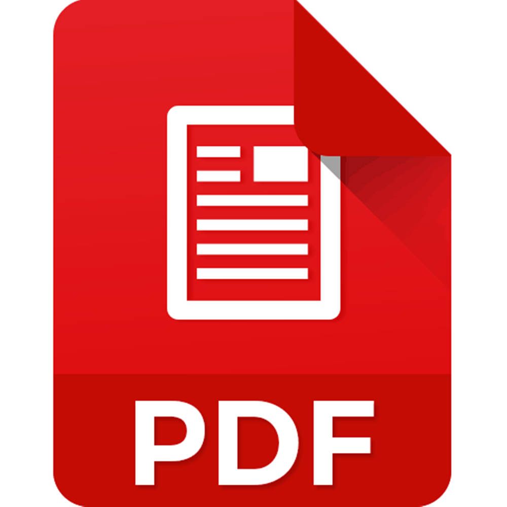 帶有白色文字和文件符號的紅色PDF文件圖標。