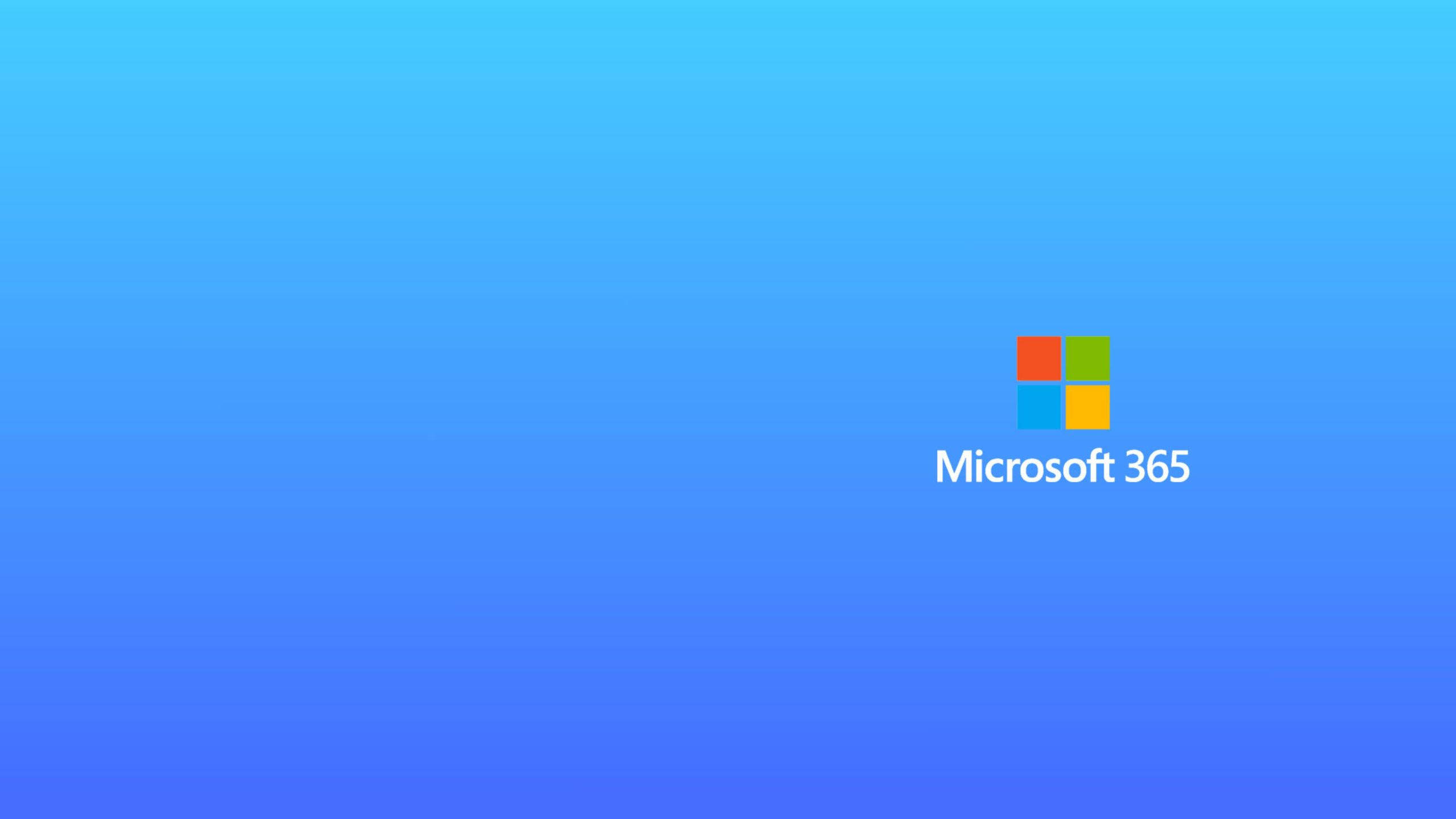 Microsoft Office 365 壁紙 — Microsoft 365 標誌居中於漸變藍色背景上，帶有柔和燈光。