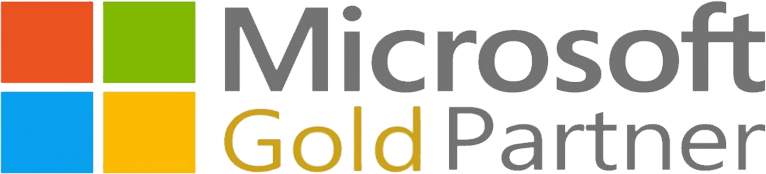 Microsoft 黃金夥伴標誌 壁紙 — Microsoft Gold Partner 標誌，黑色背景上有四個彩色方塊和灰金色文字。