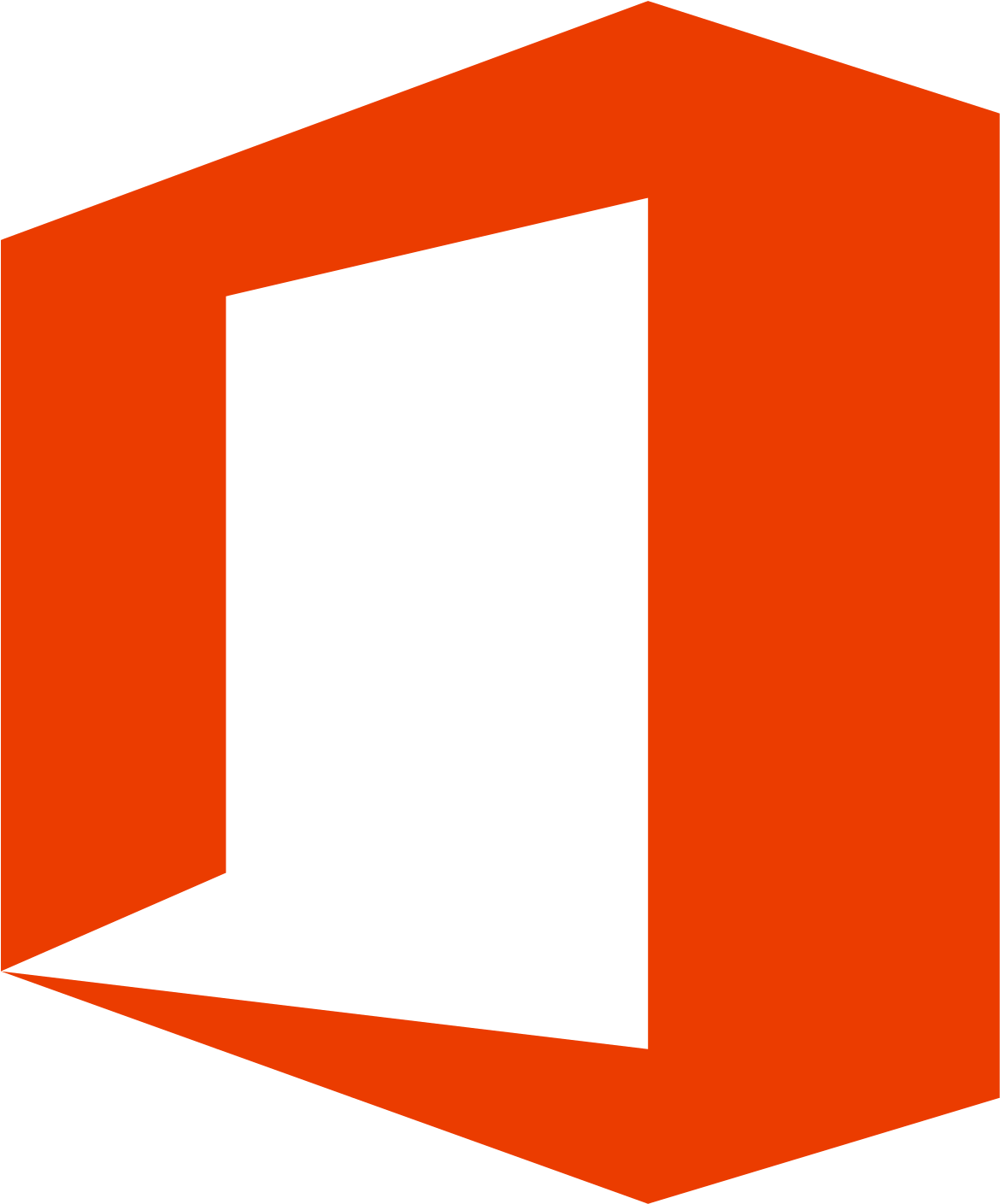 Microsoft Office標誌 壁紙 — 一個大膽的橙色3D立方體，帶有黑色矩形鏤空，營造出極簡幾何設計。