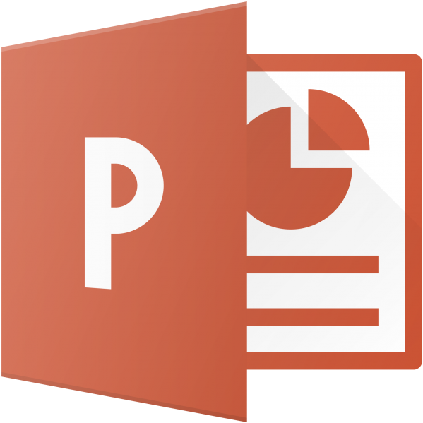 Microsoft PowerPoint圖標 壁紙 — 一個3D渲染的PowerPoint標誌，帶有醒目的紅橙色漸變和白色字體，背景為純白色。