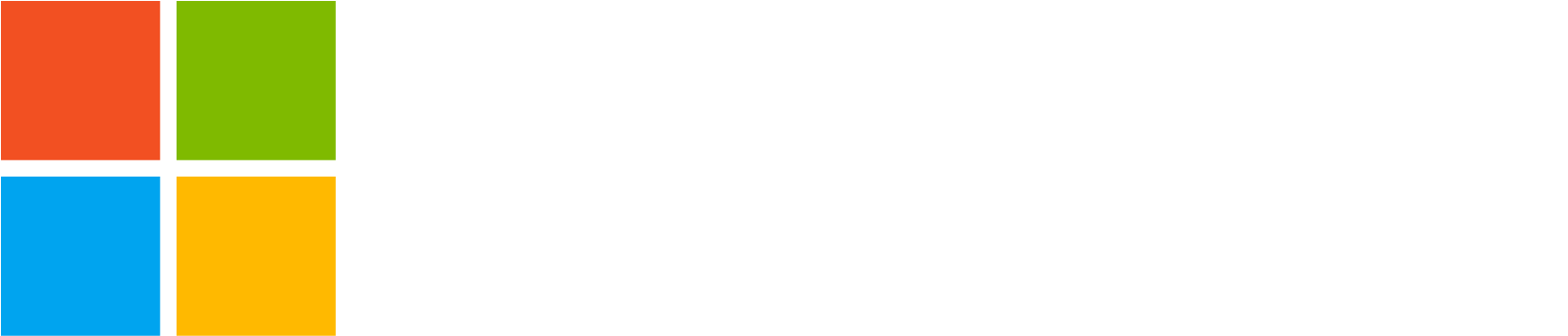 現代設計的 Microsoft 標誌 壁紙 — Microsoft 標誌，黑色背景上有四個彩色正方形和白色文字。