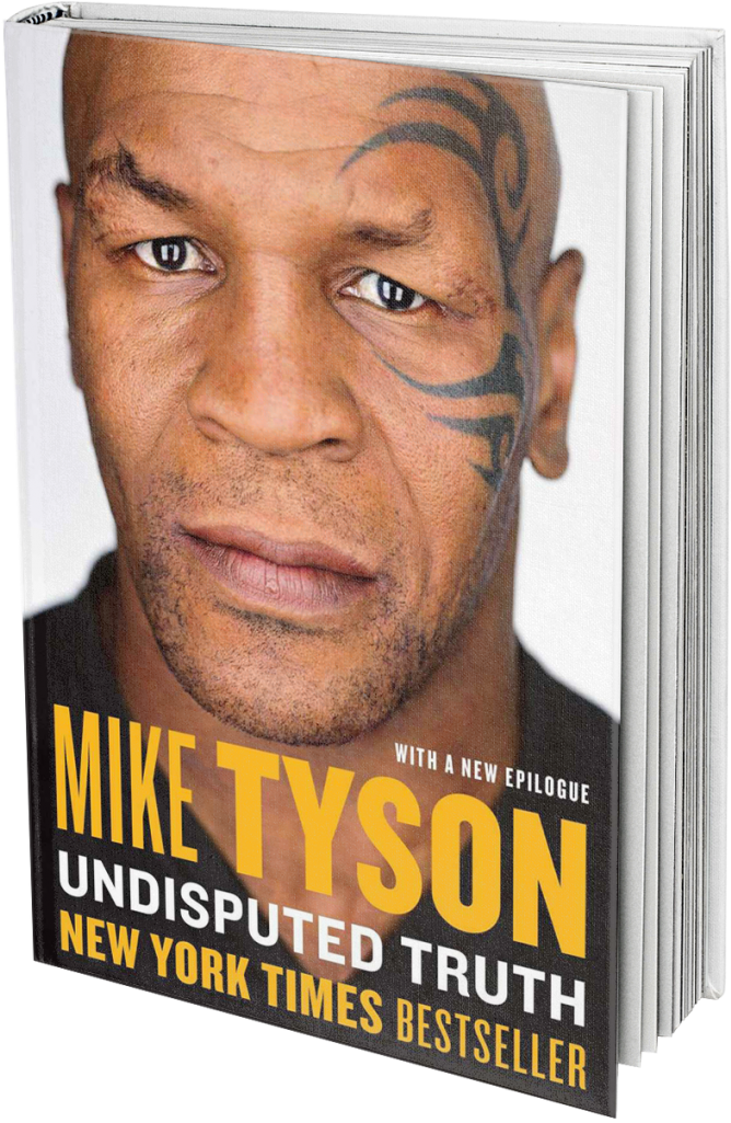《Mike Tyson：無敵真言》書封 壁紙 — 邁克·泰森自傳封面上的他強烈面孔的特寫。