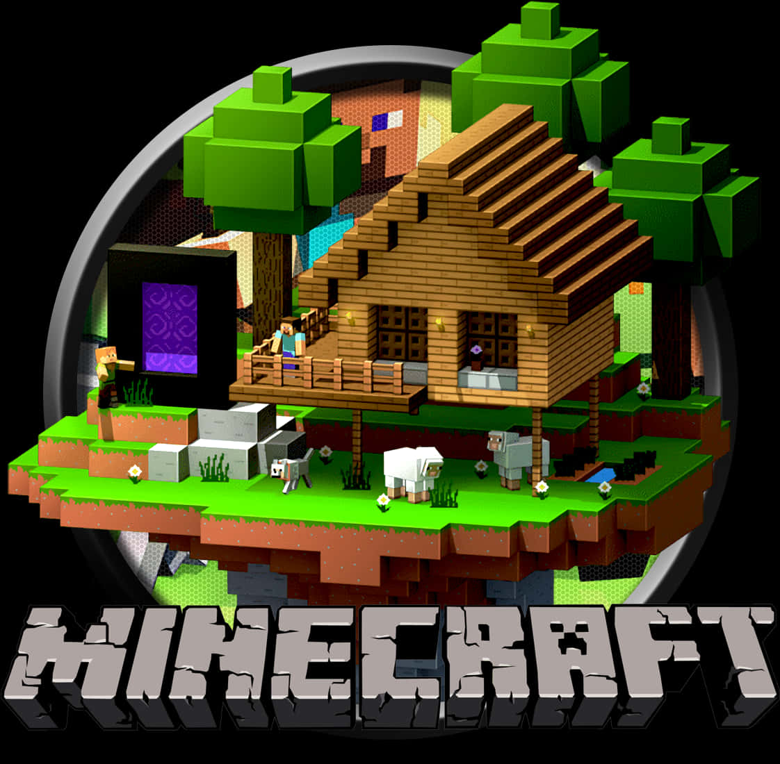 Minecraft 標誌與世界呈現 壁紙