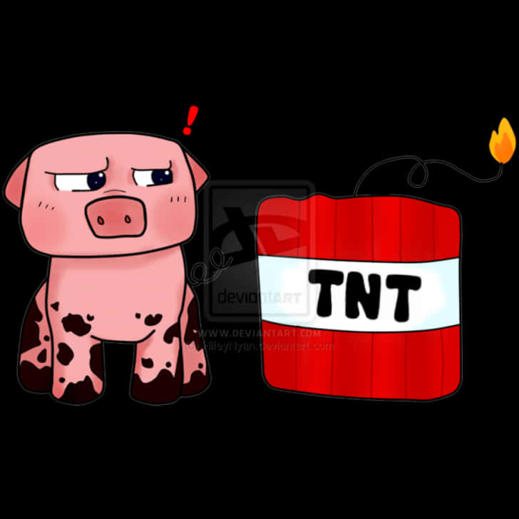 Minecraft 豬與TNT方塊 壁紙