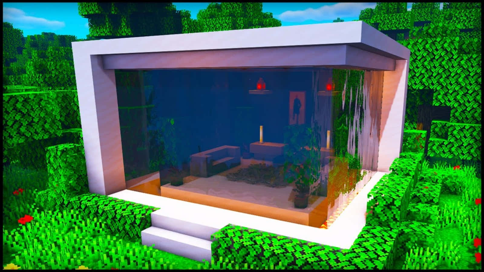Minecraft 小屋配玻璃窗 壁紙