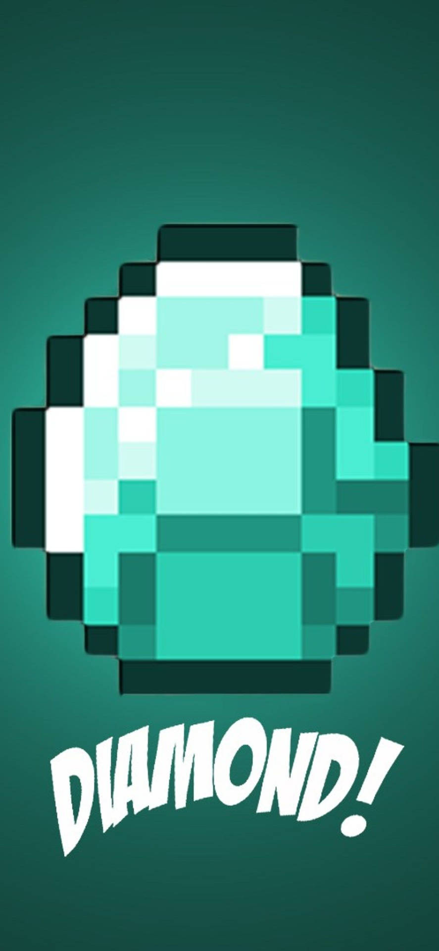 像素化鑽石，在青綠色背景上有diamond文字