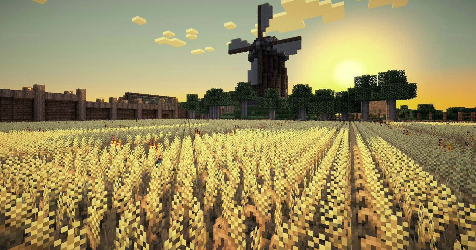 Minecraft 田野風車截圖 壁紙