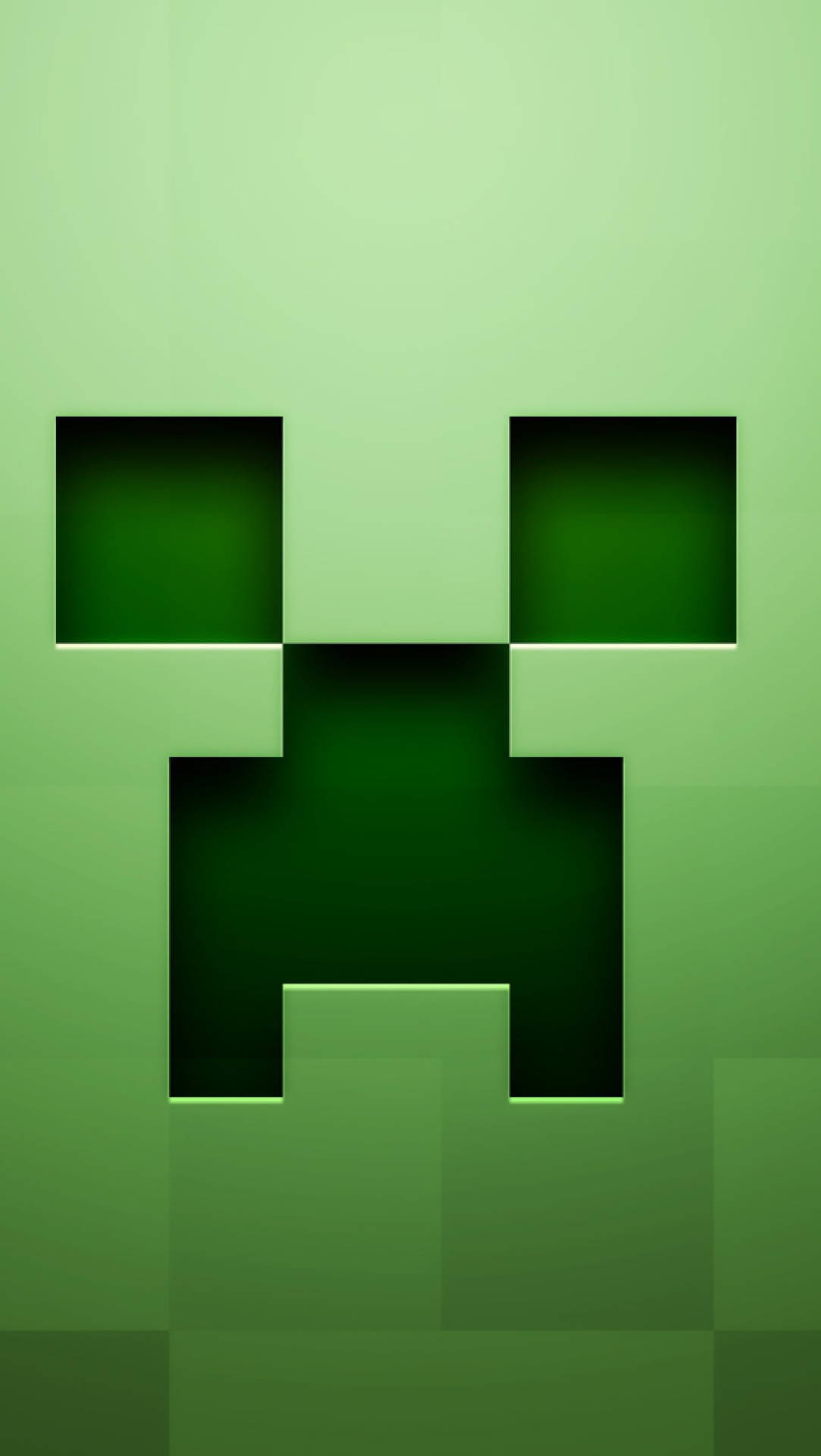 來自Minecraft的像素化綠色爬行者面孔，帶有發光的眼睛和威脅性的笑容。