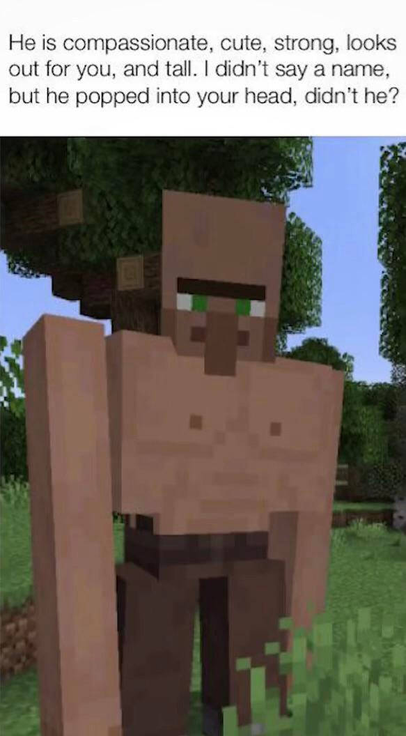 一個綠色眼睛的Minecraft角色站在森林中。