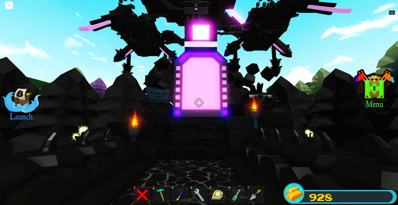 Minecraft 風暴凋零怪 壁紙 — 一個發光的紫色傳送門矗立在岩石洞穴中，漂浮的黑色翅膀和火炬散發出溫暖的光芒。