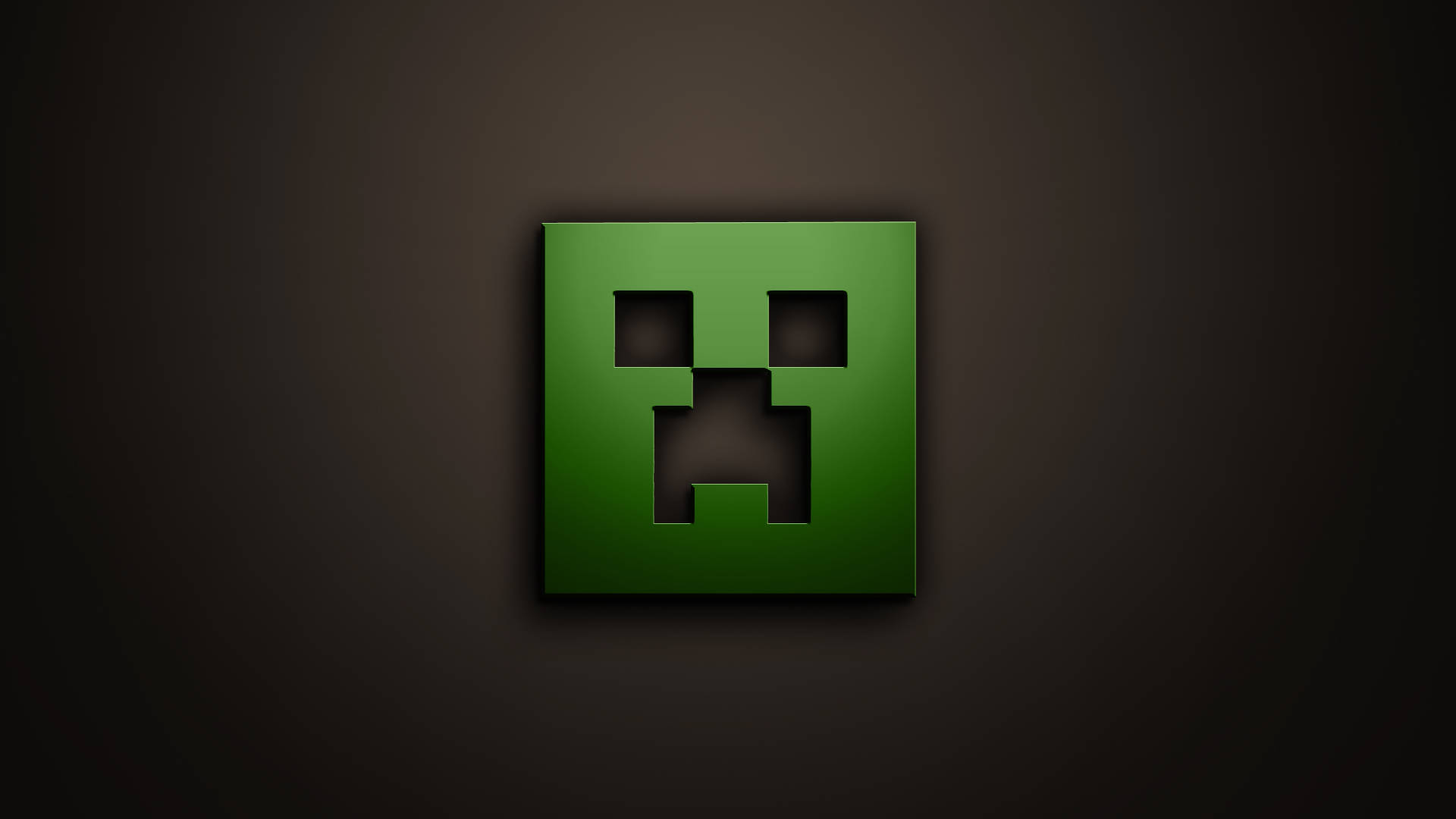 深色背景上的綠色 Minecraft 爬行者面孔標誌