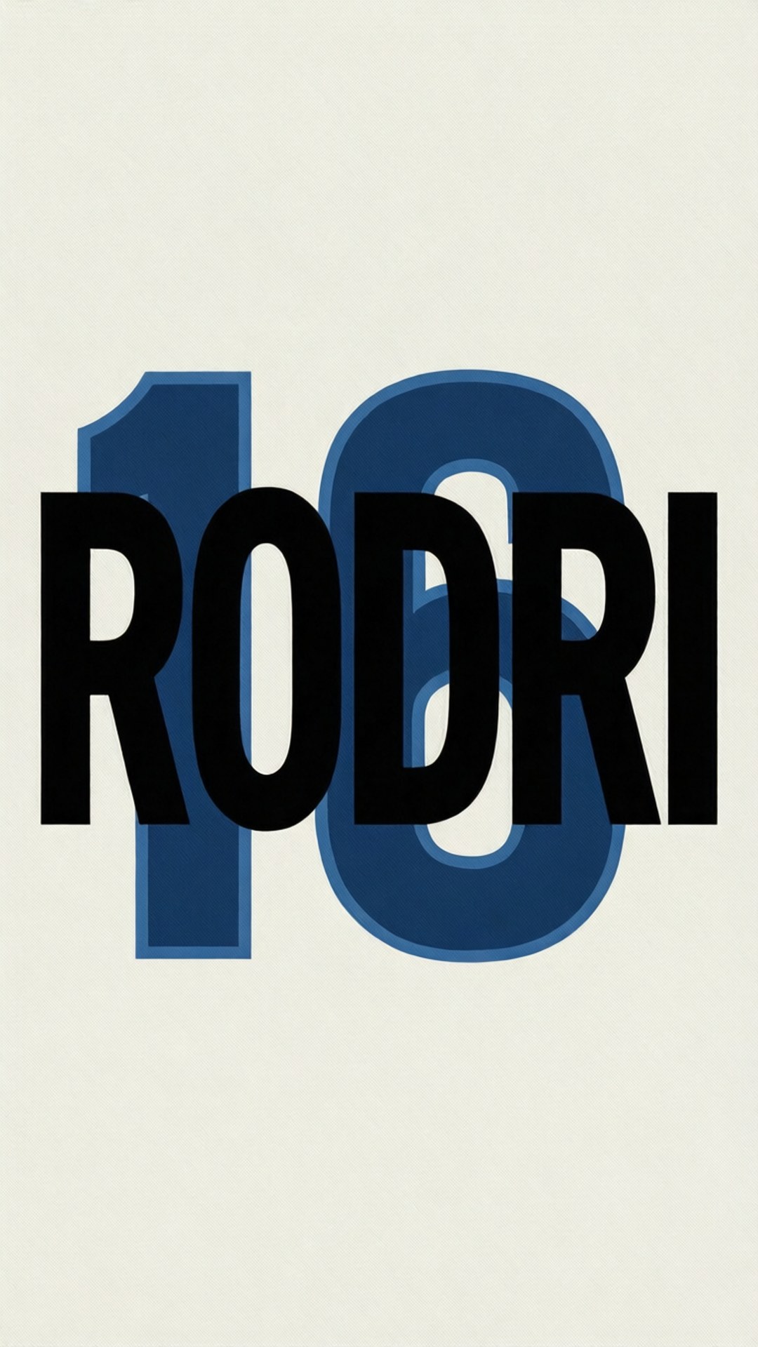 米色背景上藍色數字 18 上方寫有 RODRI 的文字