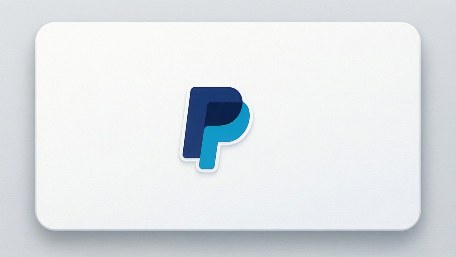 白色卡片上的PayPal標誌，帶有柔和陰影