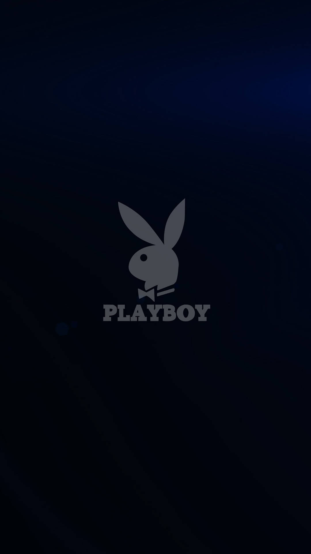 深藍色漸變背景上的灰色Playboy標誌
