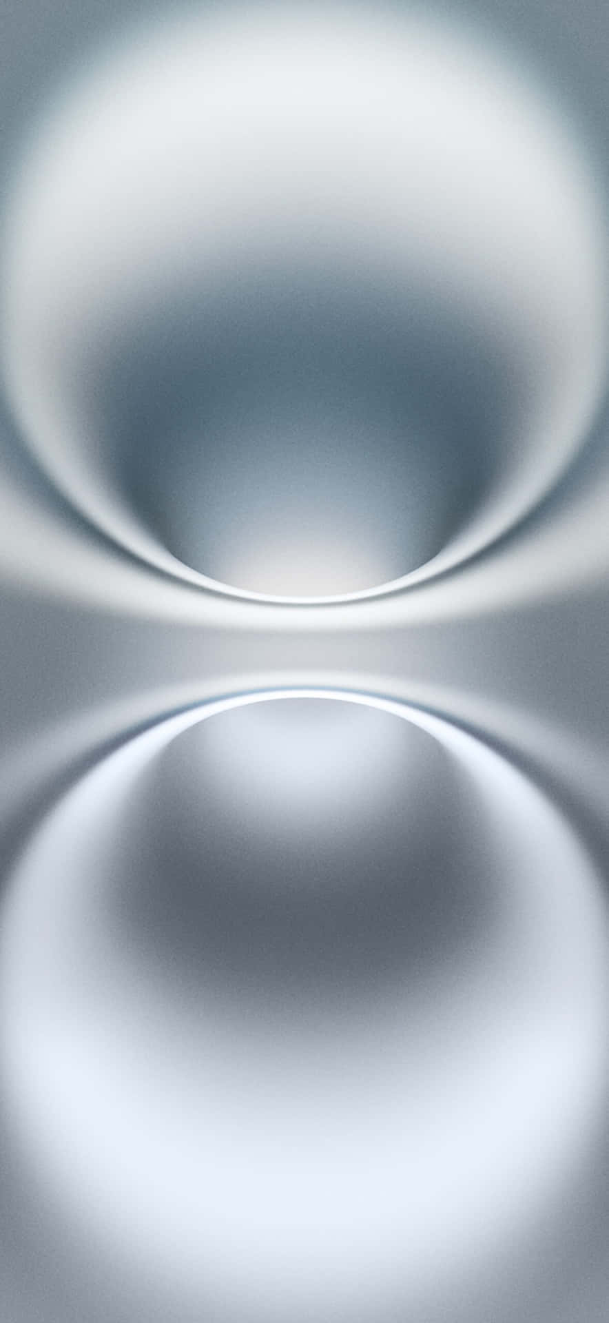 壁紙 — 極簡抽象風格牆紙，以兩個鏡面銀色圓頂為特色，帶有柔和漸變和發光高光。