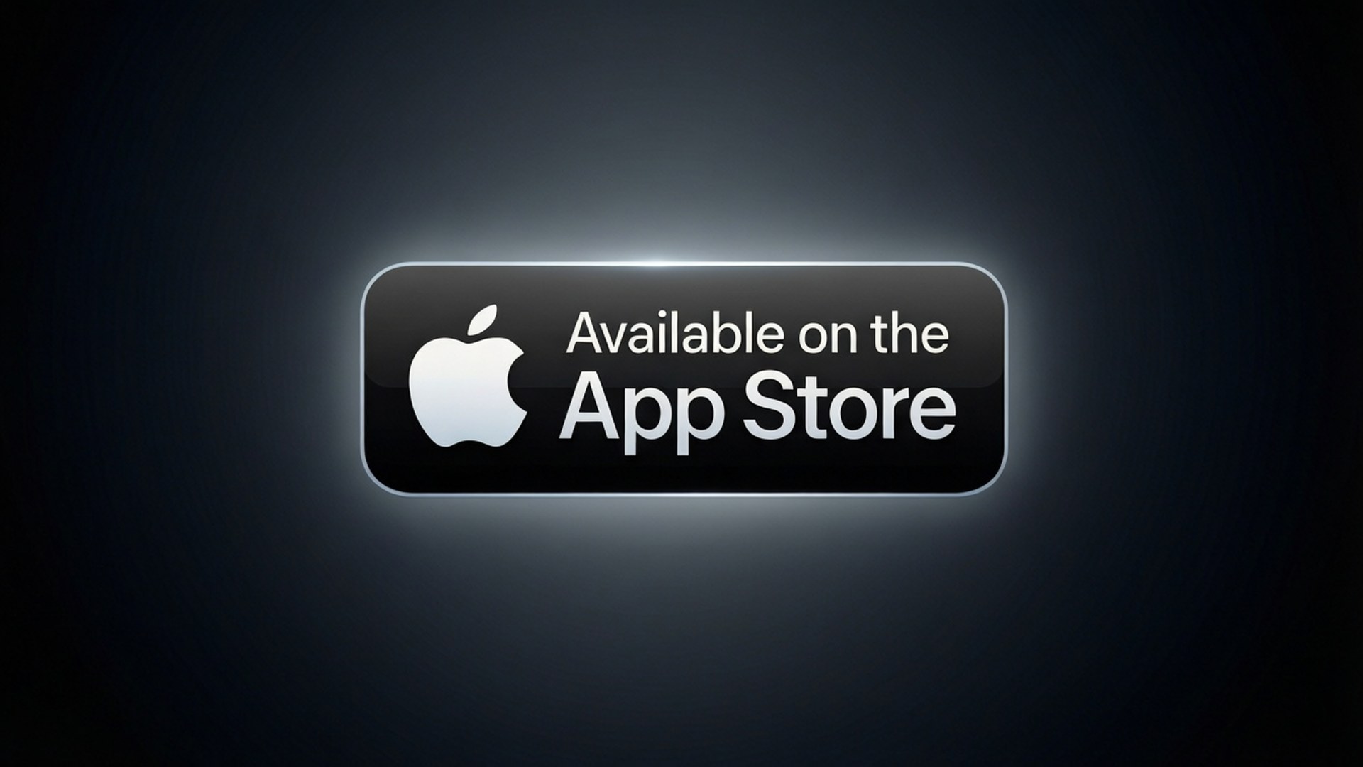 Apple App Store 可用性徽章，在深色背景上帶有發光的白色文字