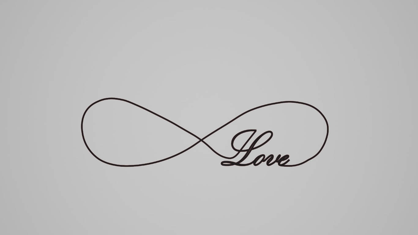 灰色背景上無限符號內寫有love一詞。