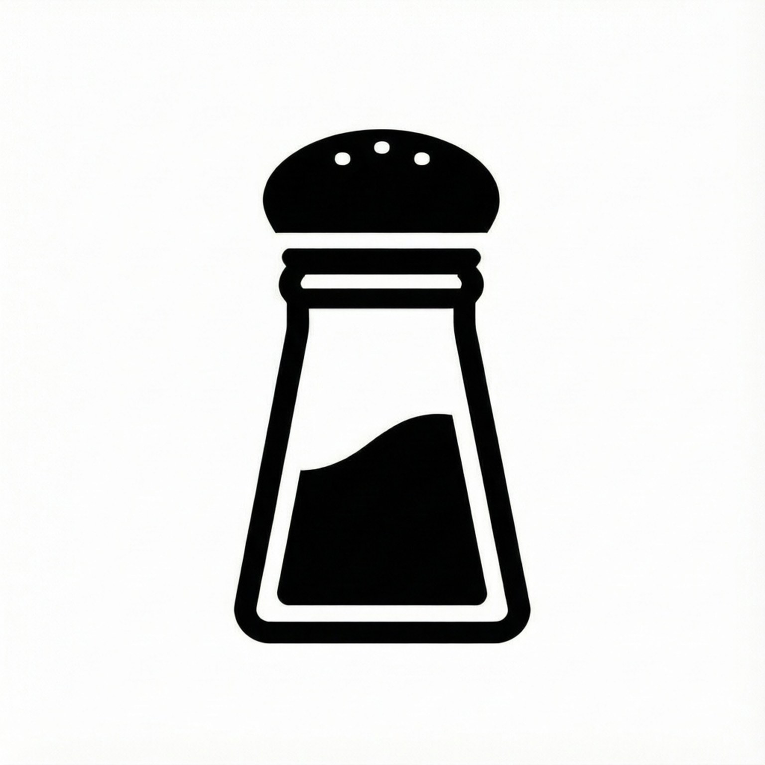 Salt Shaker Silhouette 壁紙 — 一個極簡風格的黑色鹽罐剪影，蓋子上有三個孔，背景為純白色。