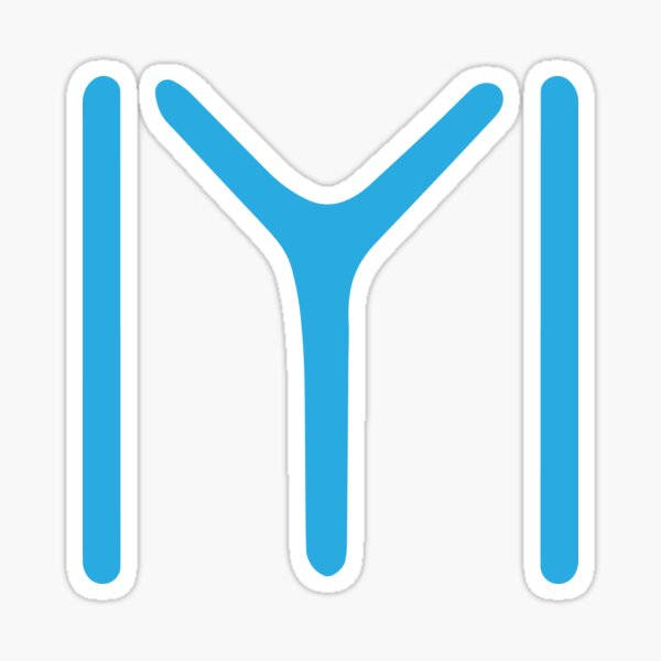 藍白簡約Y形圖案貼紙設計。