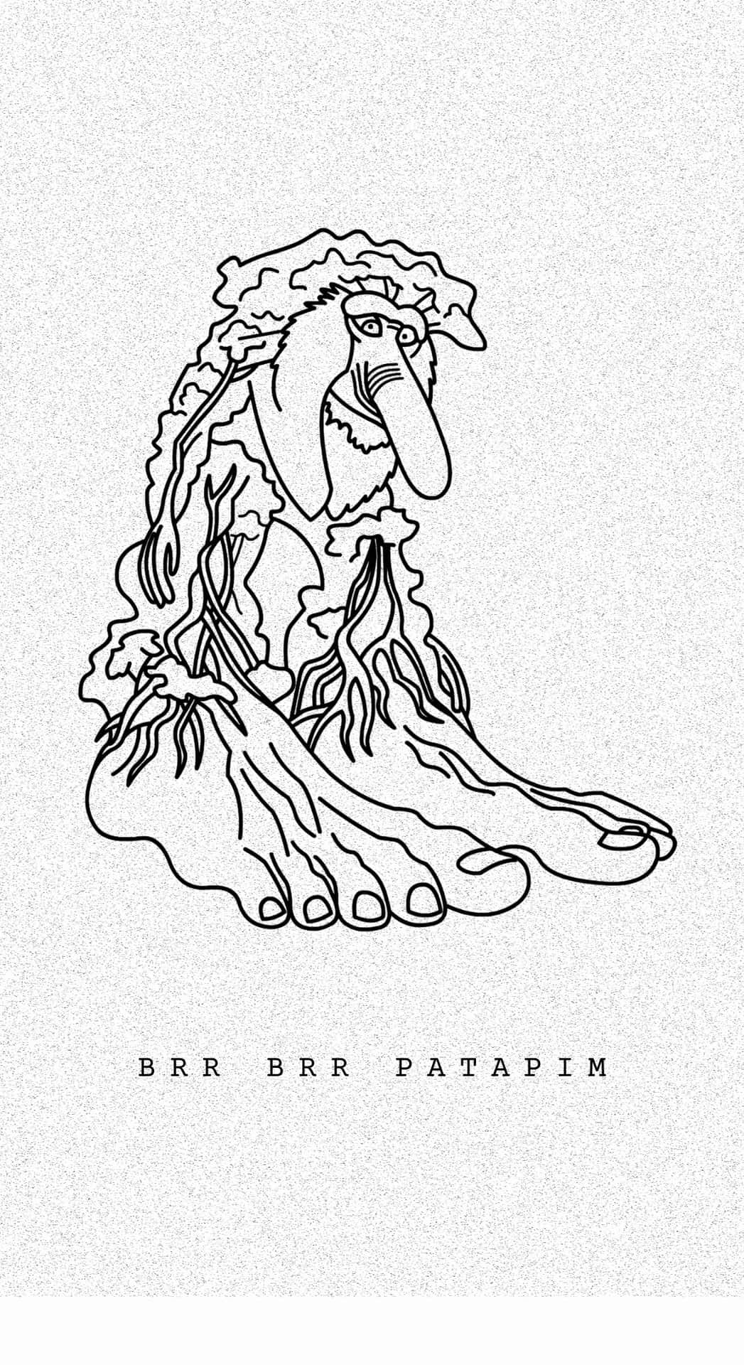 壁紙 — 在紋理紙上繪製的極簡線條畫，描繪一個風格化的人類腳部，上面長出樹根和樹葉。