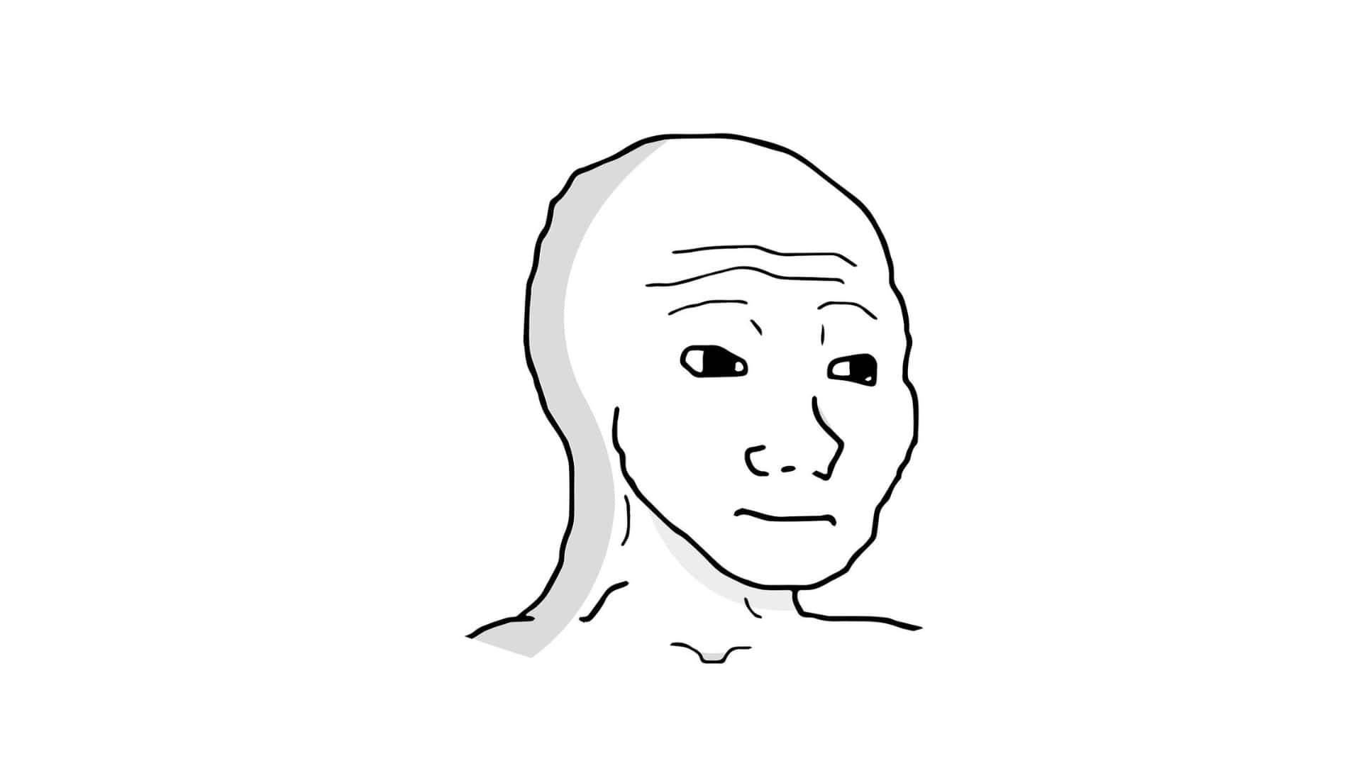  壁紙 — 一個光頭男人面部的極簡線條畫，表情中性，側面有微妙的陰影。