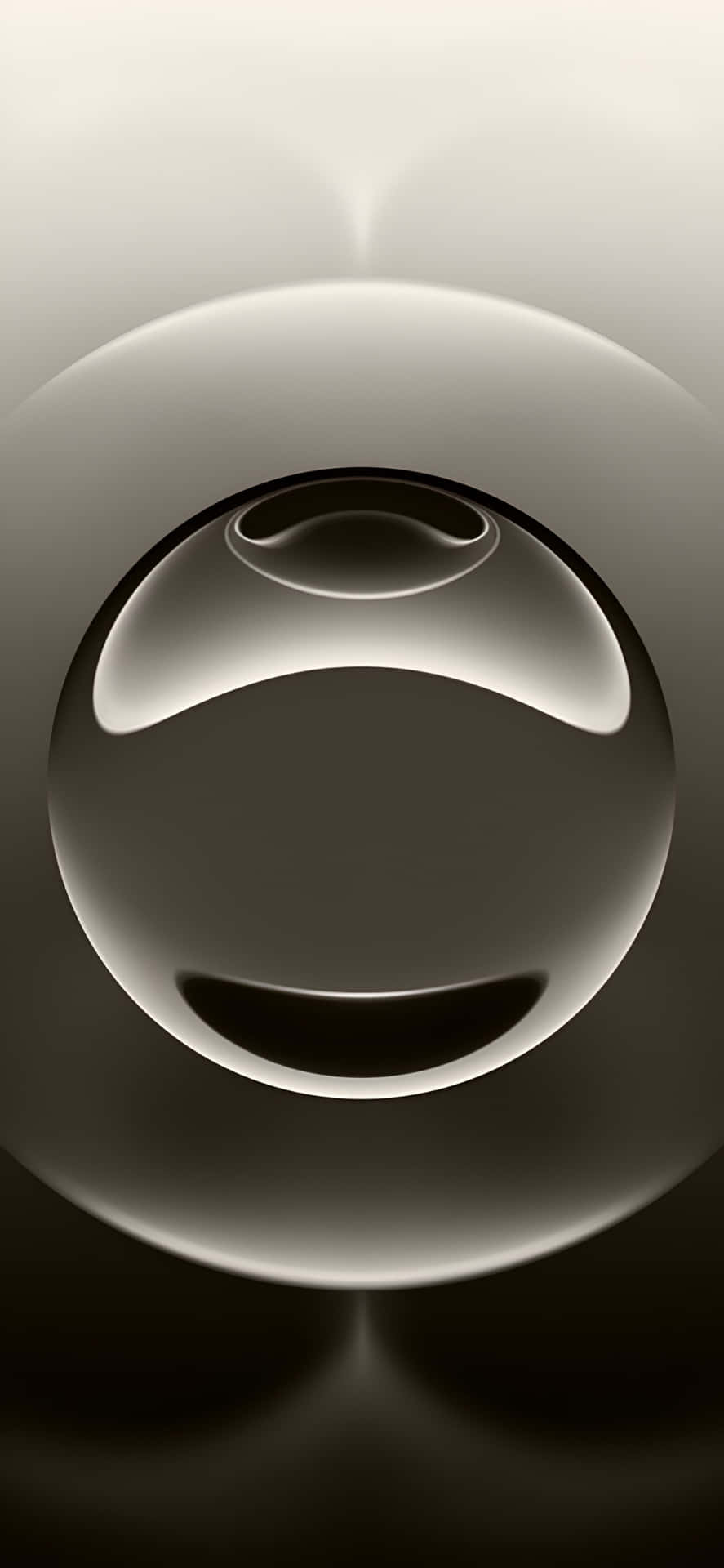  壁紙 — 一個極簡的單色球體，具有光滑的反射表面和柔和的發光高光，背景為漸變色。
