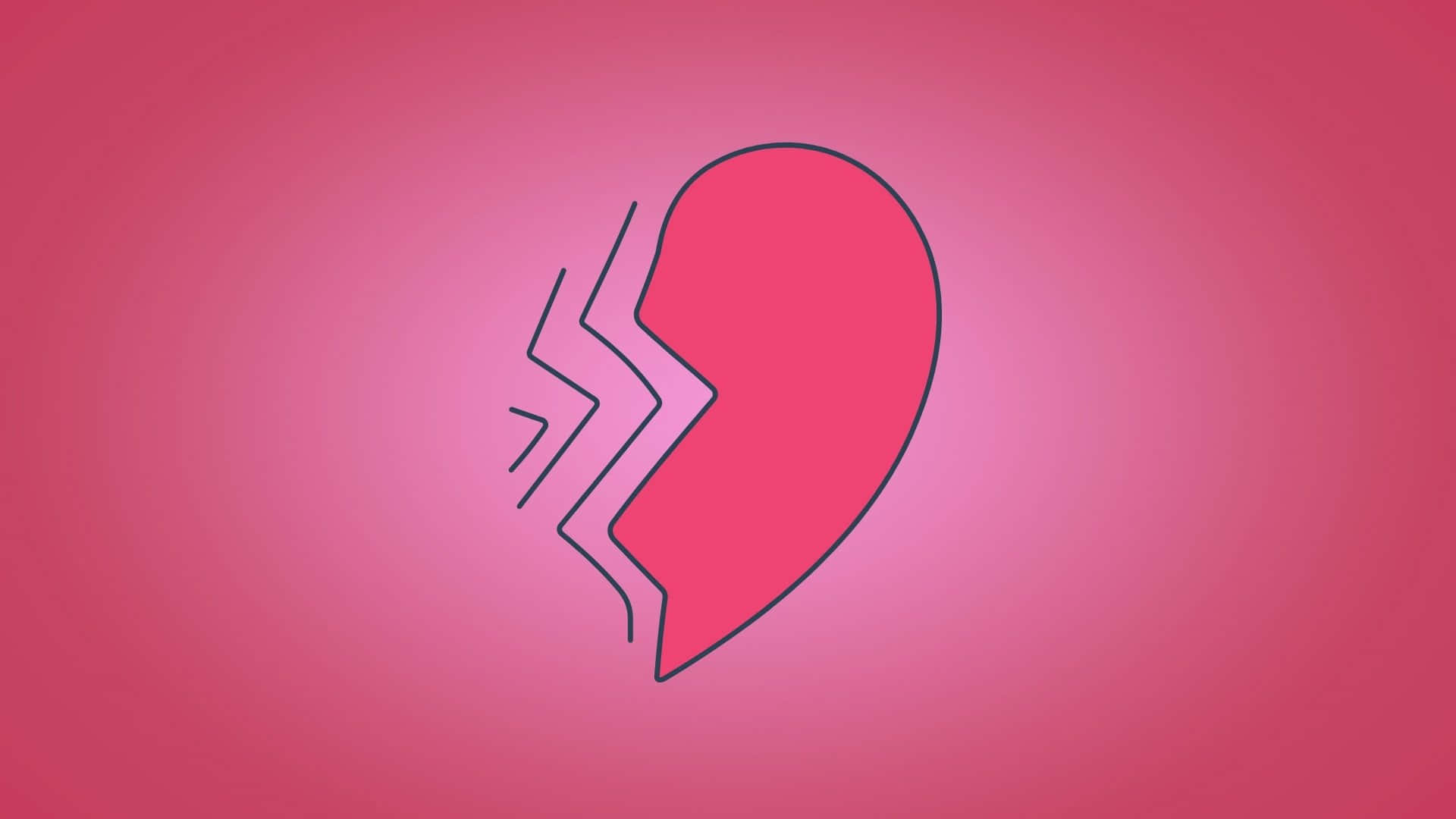 破碎心形圖標，象徵心碎或情感痛苦。 — 粉紅色心形動圖 壁紙