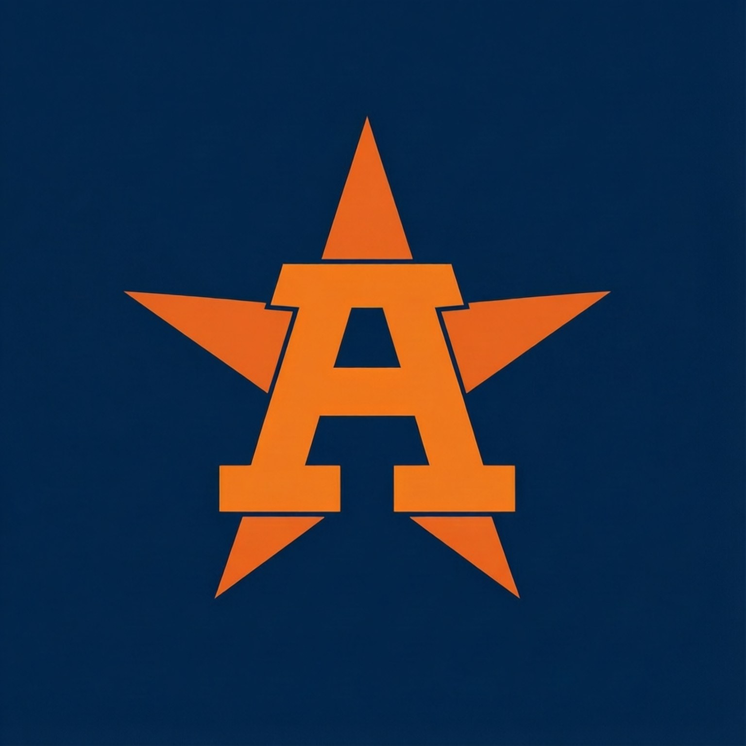 Minimalist Star Logo 壁紙 — 一個大膽的橙色星星，中心帶有整合的字母A，位於純海軍藍背景上。