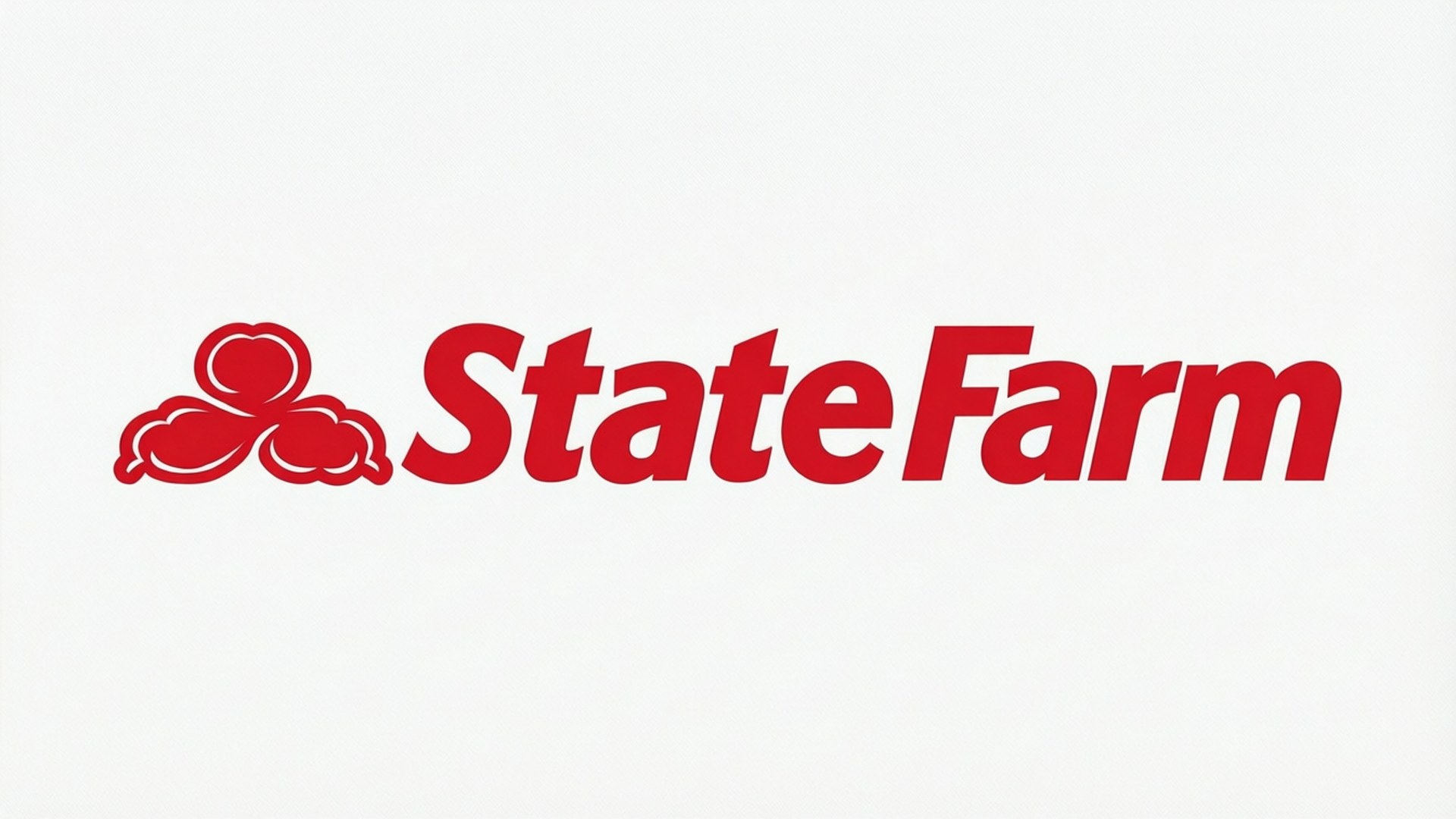 紅色State Farm標誌，三個雲狀圖案在白色背景上