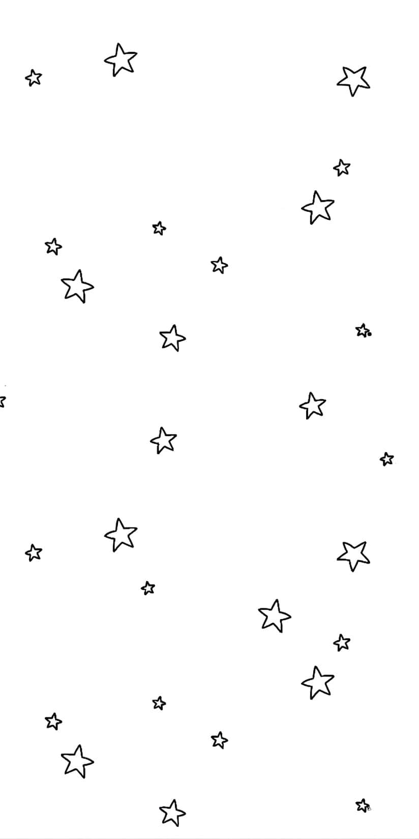  壁紙 — 簡約風格牆紙，白色背景上散落著黑色輪廓星星。
