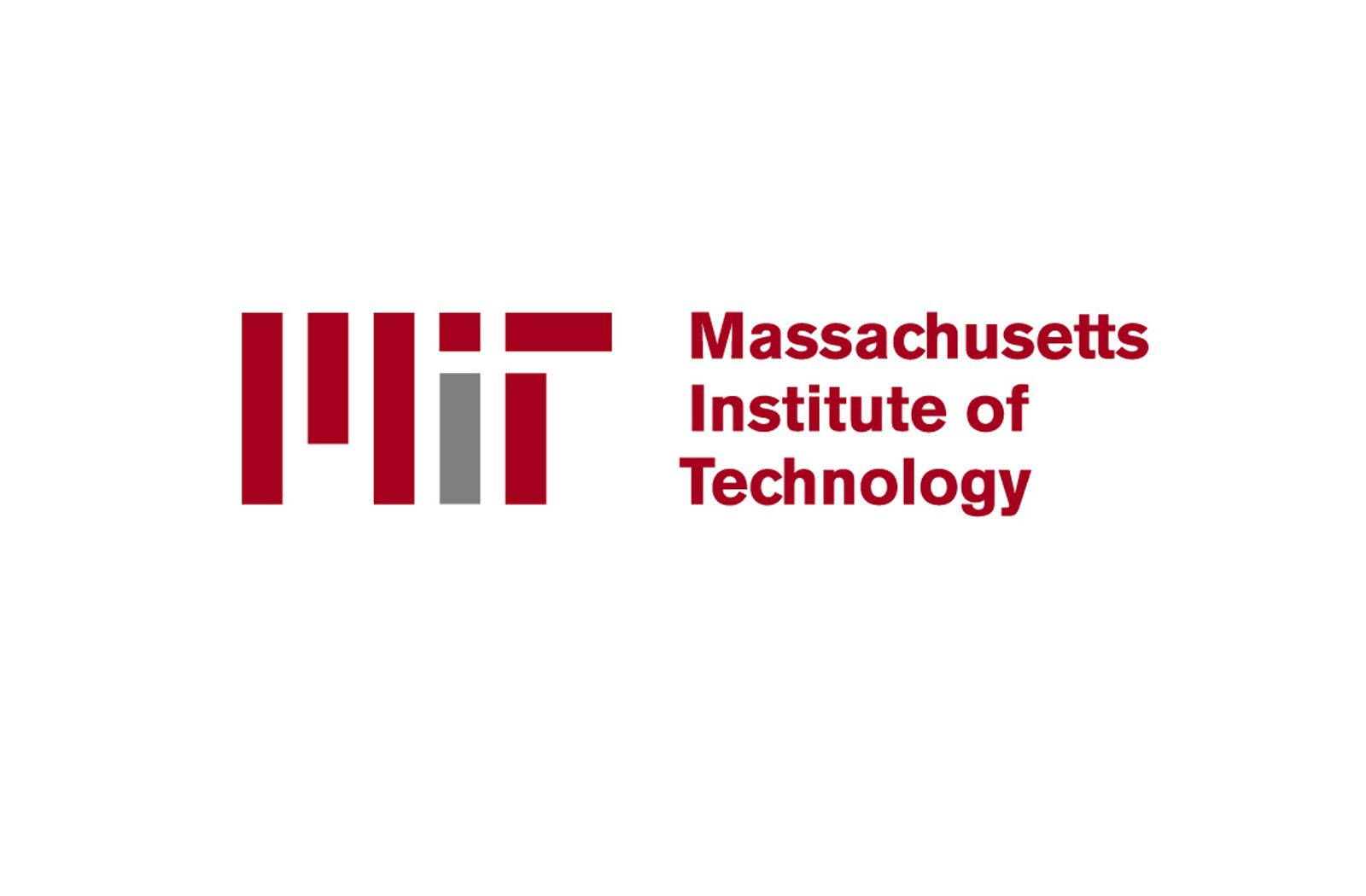 MIT標誌與字體圖案 壁紙 — MIT 標誌以粗體紅色和灰色字母顯示在潔淨的白色背景上。