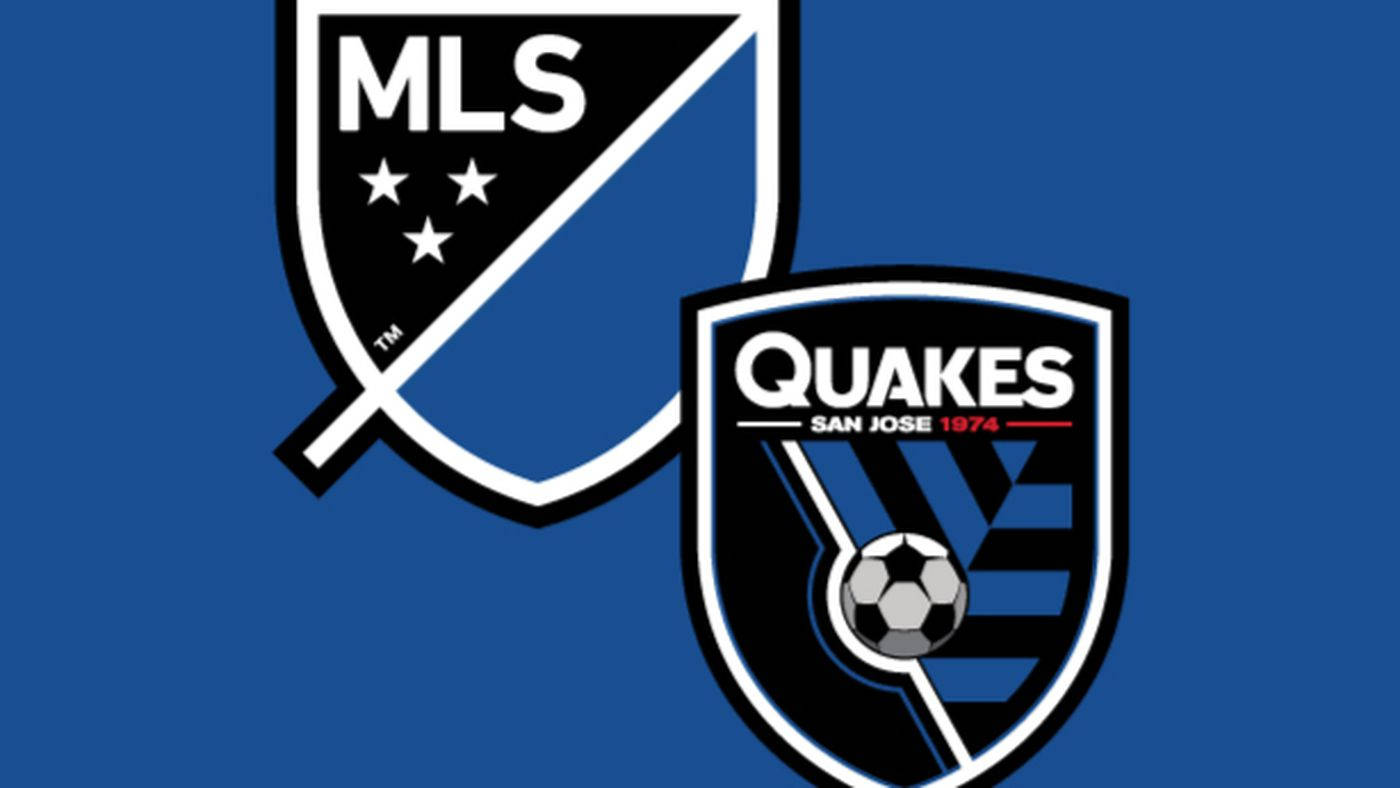 MLS 和聖荷西地震足球隊標誌在藍色背景上