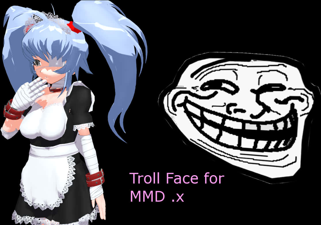 MMD角色搭配Troll Face表情 壁紙
