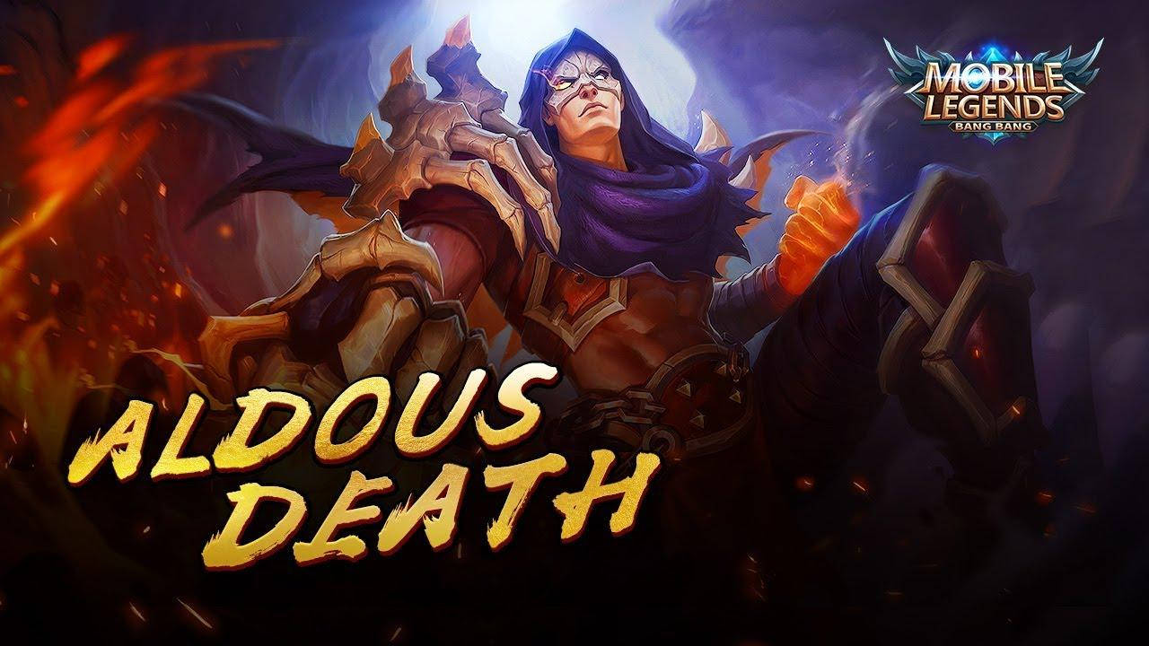 遊戲角色Aldous Death，眼睛發光，帶有火焰光環。