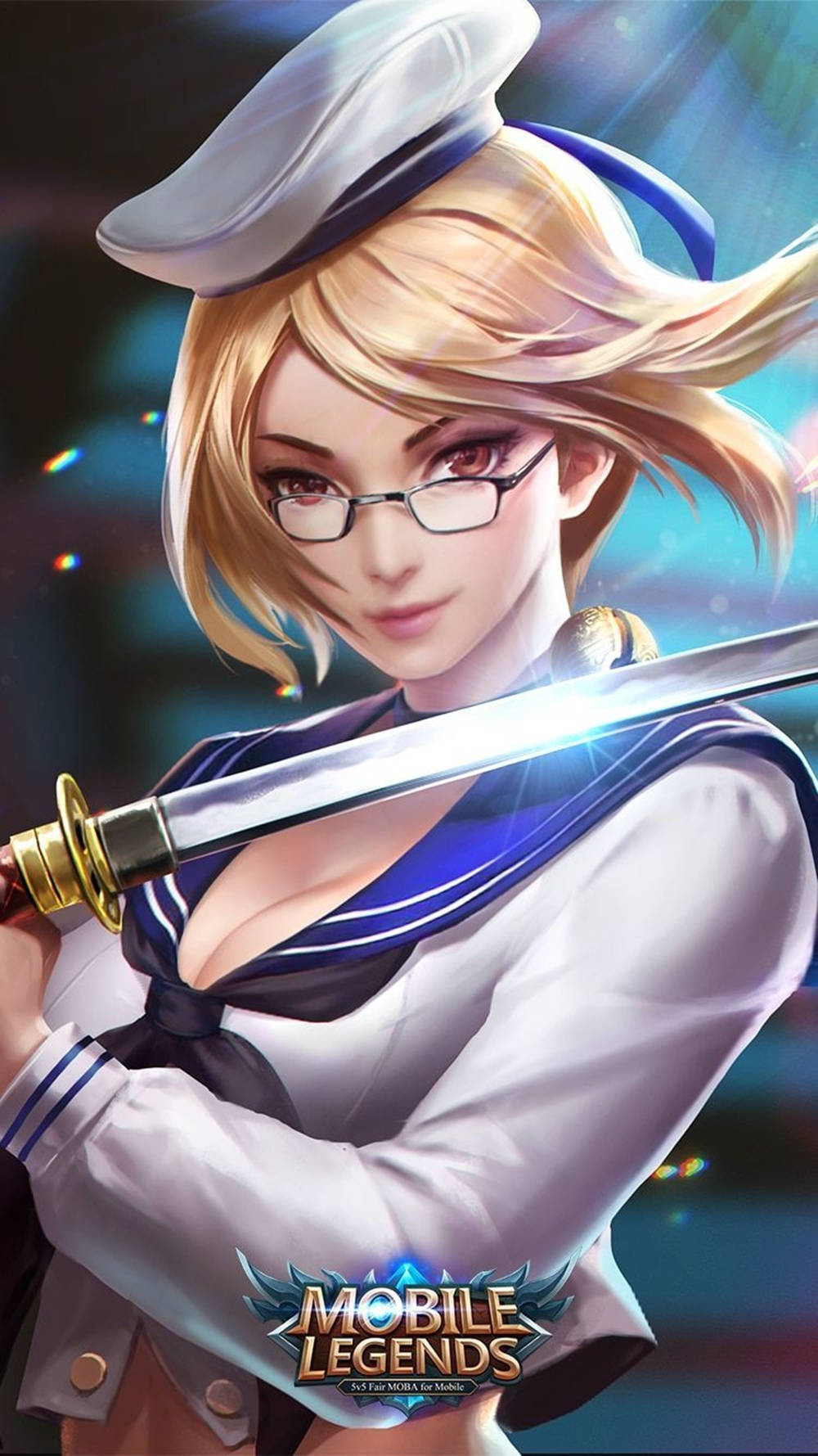 穿著水手服的動漫少女，手持發光劍