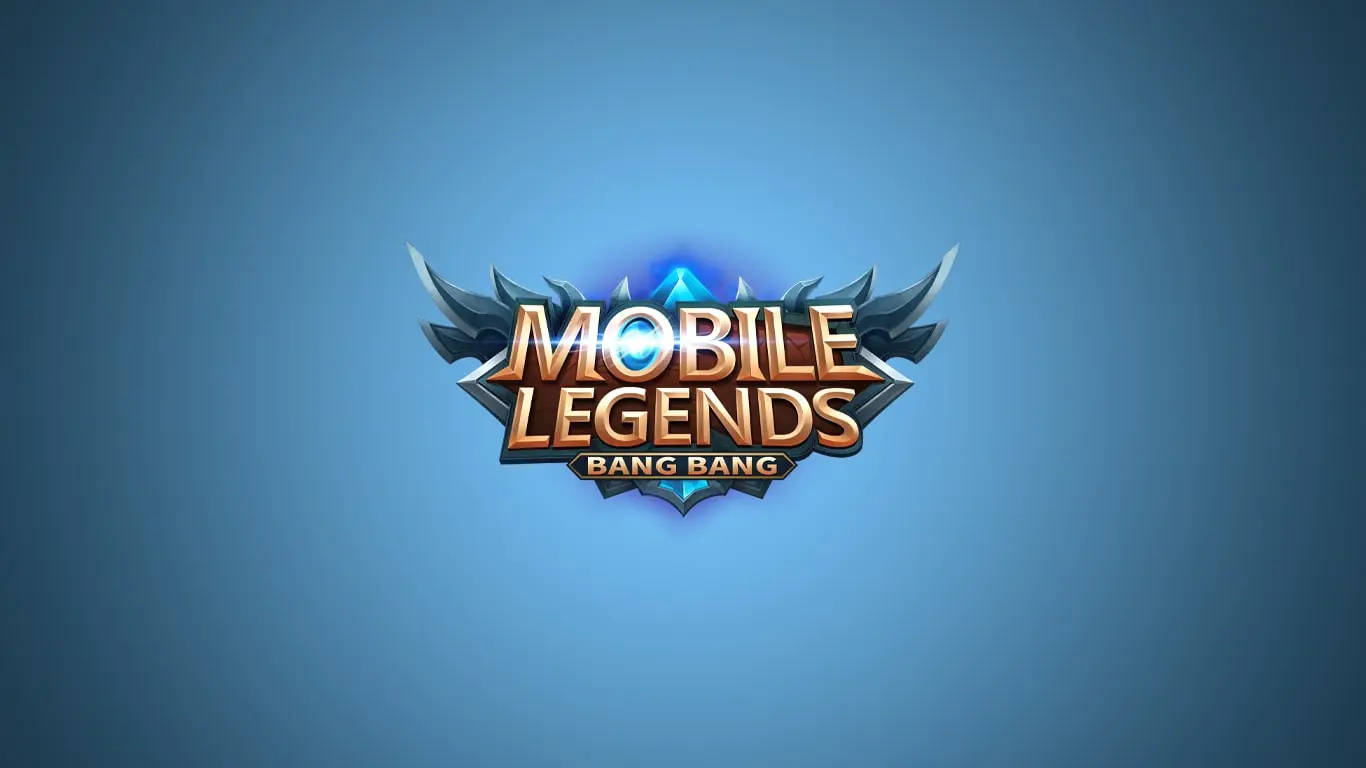 Mobile Legends Bang Bang 遊戲標誌，帶有發光的藍色和金色設計。