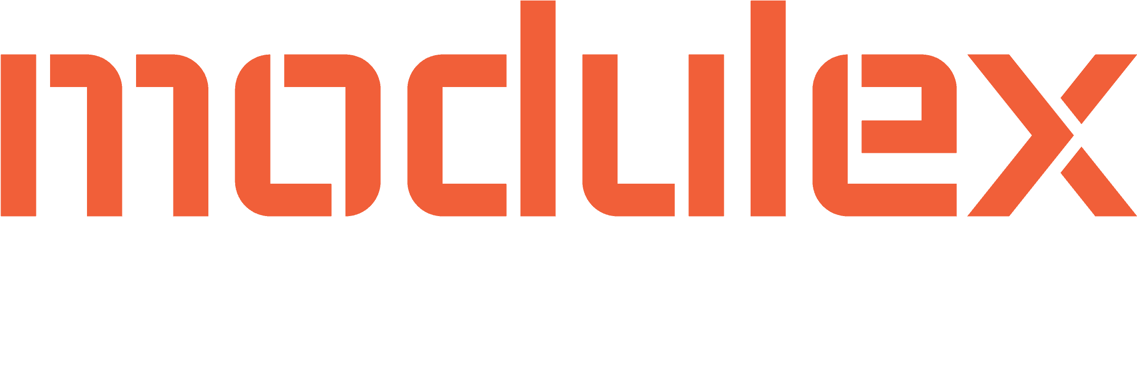 Modulex 挪威標誌設計 壁紙 — 黑色背景上帶有白色小寫文字「norway」的大膽橙色「modulux」標誌。