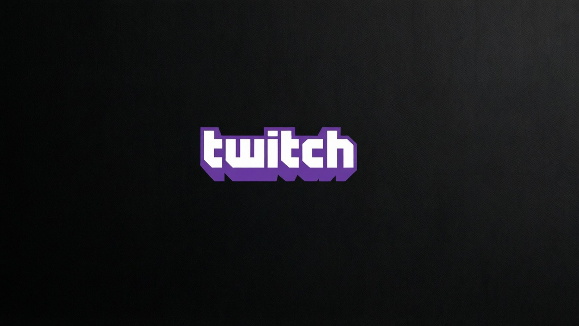 Twitch 標誌，白色和紫色文字在黑色紋理背景上