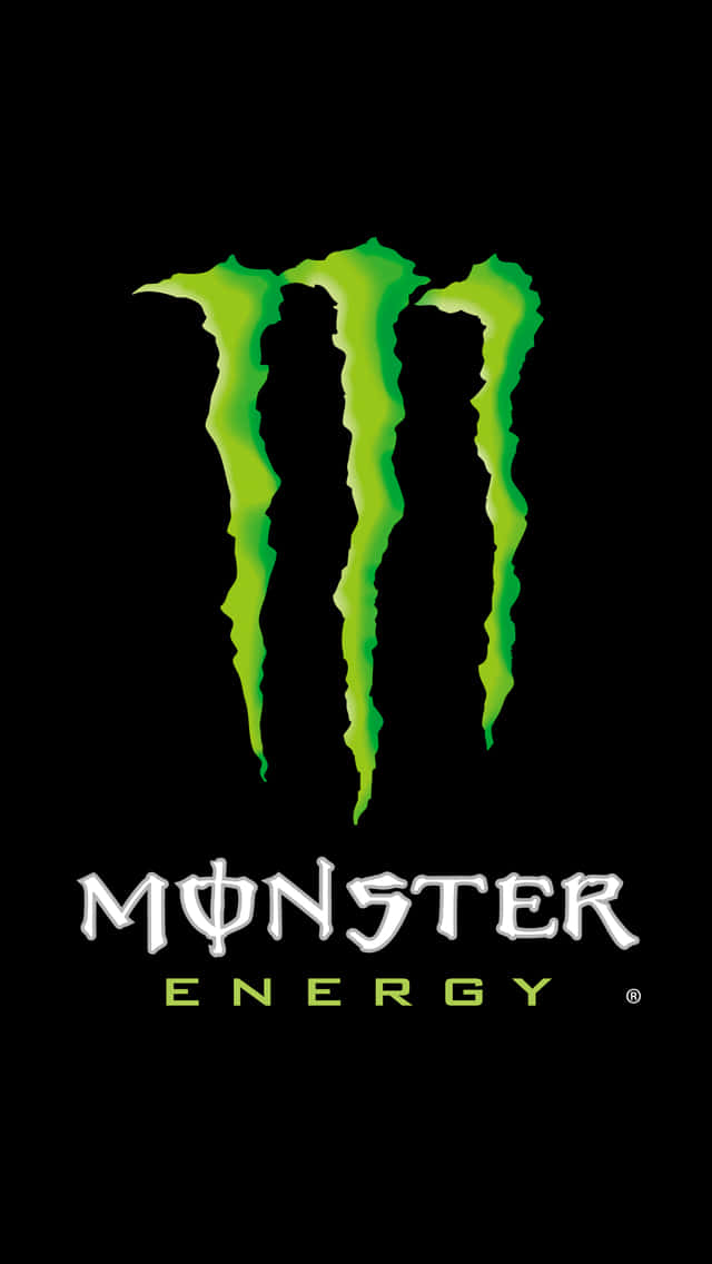 Monster Energy 桌布 壁紙 — Monster Energy 的鮮綠色爪形標誌在純黑背景上發光，下方有粗體白色文字。