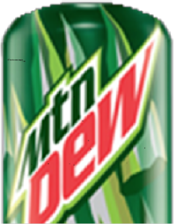 Mountain Dew 汽水罐特寫 壁紙 — 一個充滿活力的綠色Mountain Dew汽水罐，在動態的葉子背景上帶有醒目的紅白標誌。
