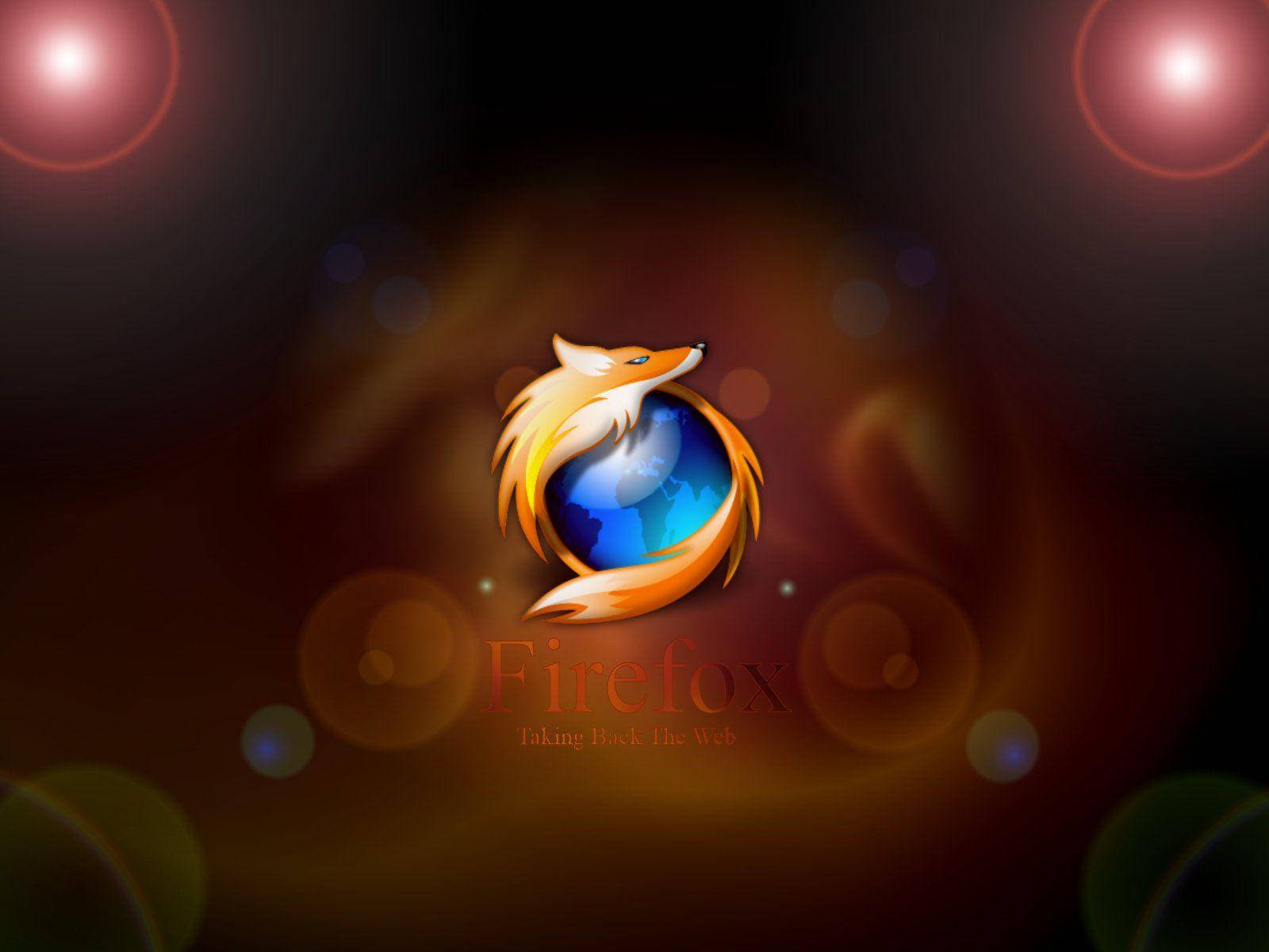 Mozilla Firefox 藝術版瀏覽器 壁紙 — 一隻發光的橙色狐狸圍繞著一個藍色地球，背景為深色，帶有溫暖的鏡頭光暈。