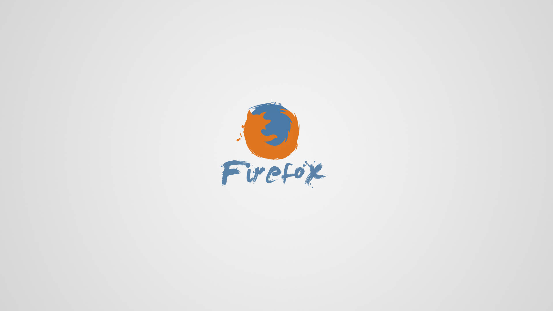 Mozilla Firefox瀏覽器 壁紙 — Firefox 標誌，淺灰色背景中央有一個橙色球體上的藍色狐狸剪影。
