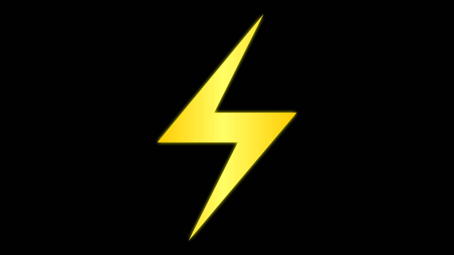 Ms Marvel 雷電標誌 壁紙 — 一個發光的黃色閃電圖標，居中在純黑色背景上，帶有柔和漸變高光。